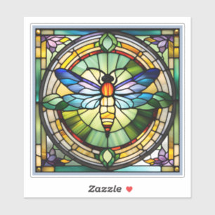 Pegatina de vidrio manchado de libélula