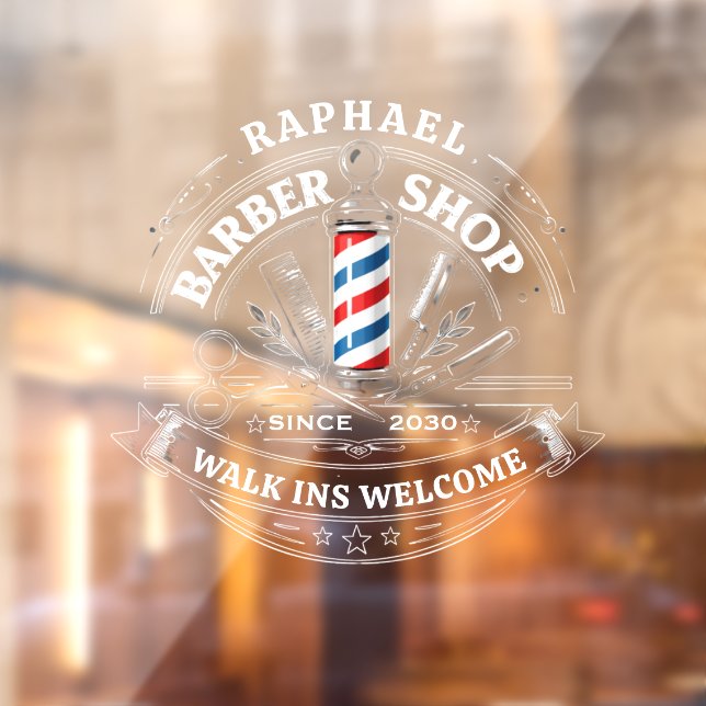 Pegatina de vidrio para barbería profesional – Per (Hoja 2)