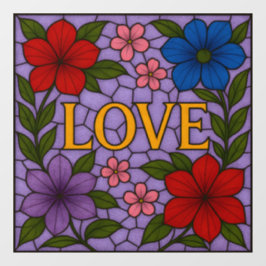 Pegatina de vidrio tintado Flores de Amor Lavanda