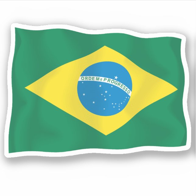 Pegatina de viníl con bandera de Brasil (Anverso)
