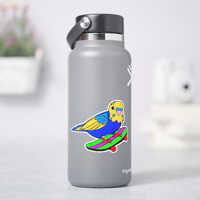 Pegatina de vinílico de Bird Budgie Skateboard de  (hidrofrasco)