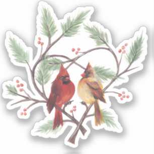 Pegatina de Vinilo Cardenal Pine Heart