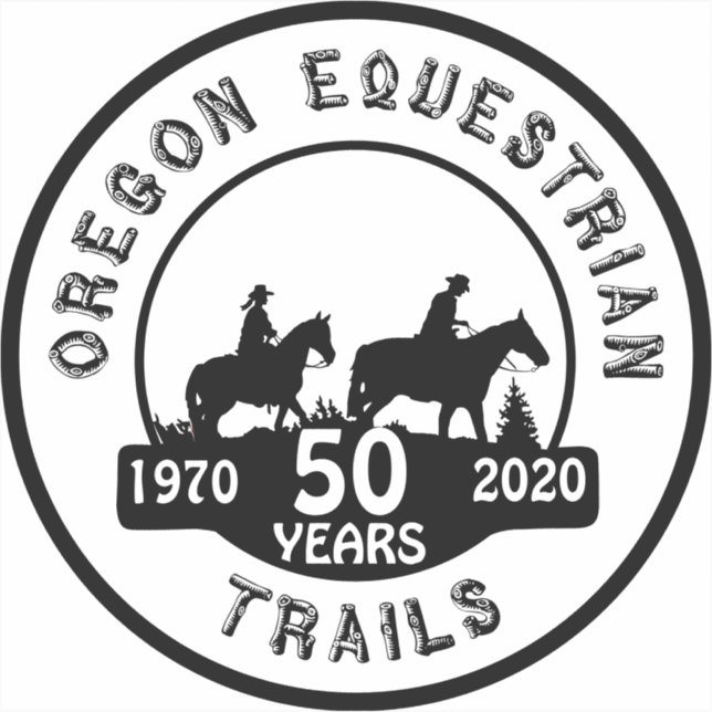 pegatina de vinilo con logotipo OET de 50 años de  (Anverso)