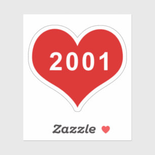 Pegatina de vinilo corazón de amor rojo 2001