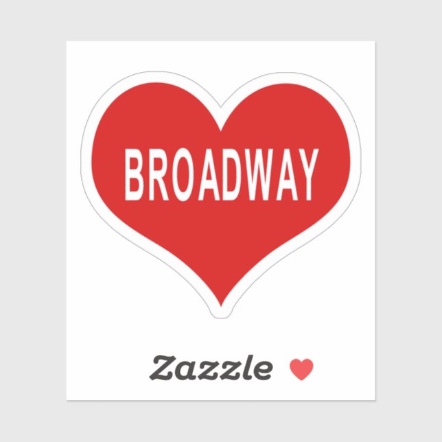 Pegatina de vinilo corazón rojo de BROADWAY (Hoja)