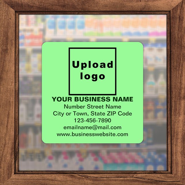 Pegatina de vinilo cuadrado amplio verde claro par (Advertise your business. Your business brand on light green square vinyl sticker.)