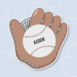 Pegatina de vinilo de béisbol y Mitt Doodle Kid
