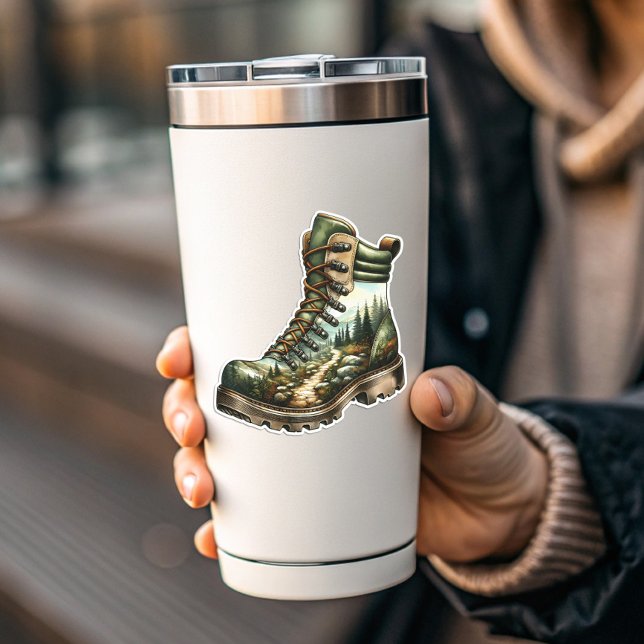 Pegatina de vinilo de bota de senderismo | Pegatin (Trail Hiking Boot Vinyl Sticker | Die-Cut Sticker by PiggyPrint Stickers)