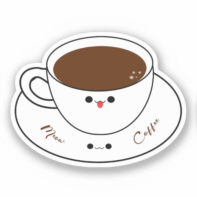 Pegatina de vinilo de café Meow Kawaii (Anverso)