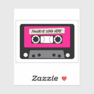 Pegatina de vinilo de cassette rosado con corte Pe