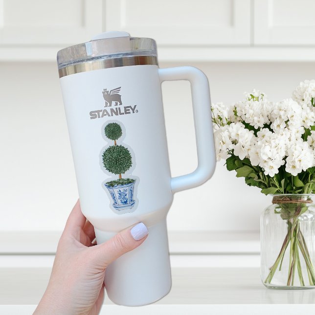 Pegatina de vinilo de Chinoiserie en árbol de topi (chinoiserie topiary tree sticker)
