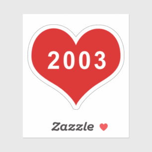 Pegatina de vinilo de corazón de amor rojo 2003