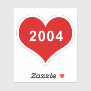 Pegatina de vinilo de corazón de amor rojo 2004