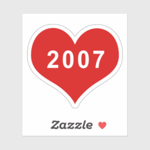 Pegatina de vinilo de corazón de amor rojo 2007