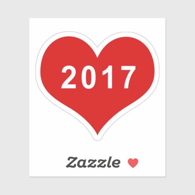 Pegatina de vinilo de corazón de amor rojo 2017 (Hoja)