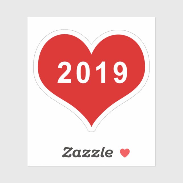 Pegatina de vinilo de corazón de amor rojo 2019 (Hoja)