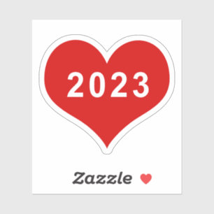Pegatina de vinilo de corazón de amor rojo 2023