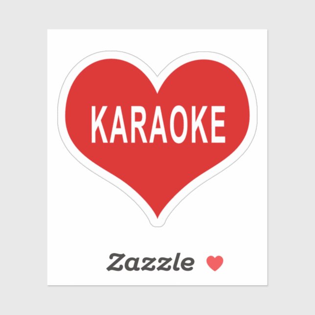 Pegatina de vinilo de corazón de amor rojo KARAOKE (Hoja)