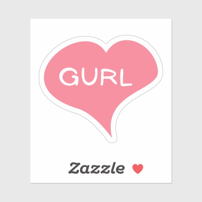Pegatina de vinilo de corazón de amor rosa GURL (Hoja)