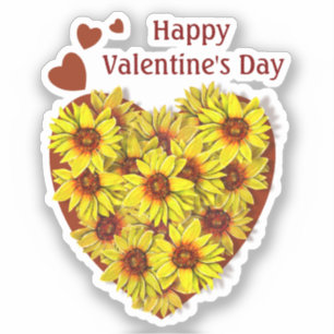 Pegatina de vinilo de corazón de girasol