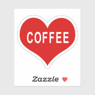 Pegatina de vinilo de corazón rojo COFFEE