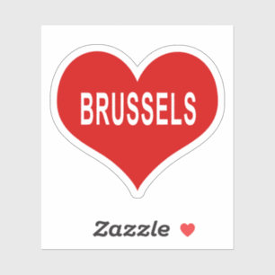 Pegatina de vinilo de corazón rojo de BRUSELAS