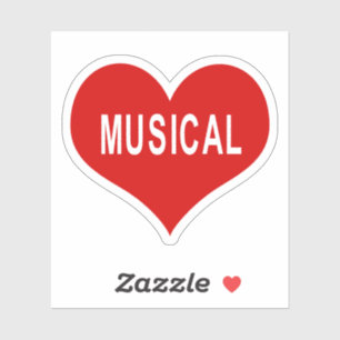 Pegatina de vinilo de corazón rojo musical