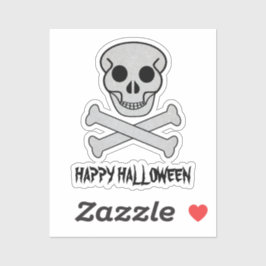 Pegatina de vinilo de corte de cráneo y huesos de 