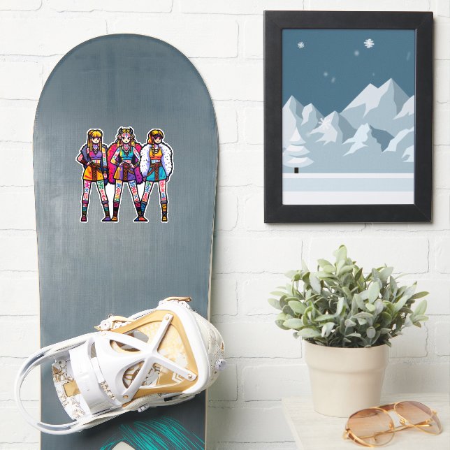 Pegatina de vinilo de corte personalizado: tres mu (snowboard)