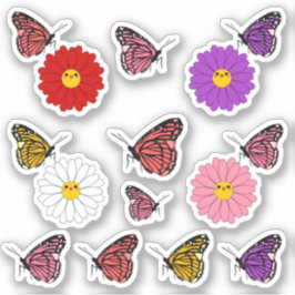 Pegatina de vinilo de flor de margarita kawaii con