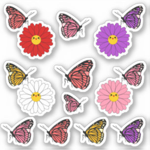 Pegatina de vinilo de flor de margarita kawaii con