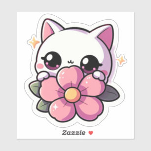 Pegatina de vinilo de gato Kawaii cortada a medida