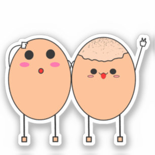 Pegatina de vinilo de huevo de pollo Kawaii Duo