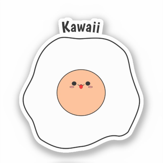 Pegatina de vinilo de huevo frito Kawaii  (Anverso)
