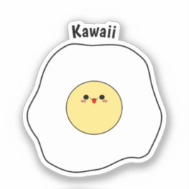 Pegatina de vinilo de huevo frito Kawaii
