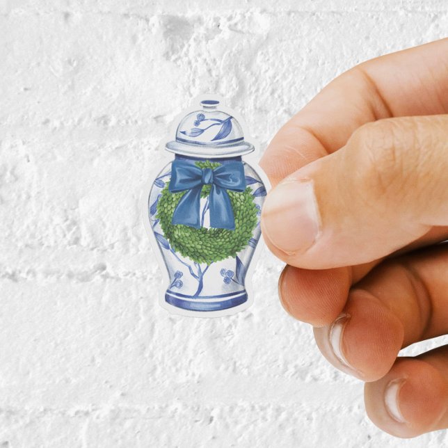 Pegatina de vinilo de jarrón de jengibre de Navida (Ginger Jar Christmas Sticker)