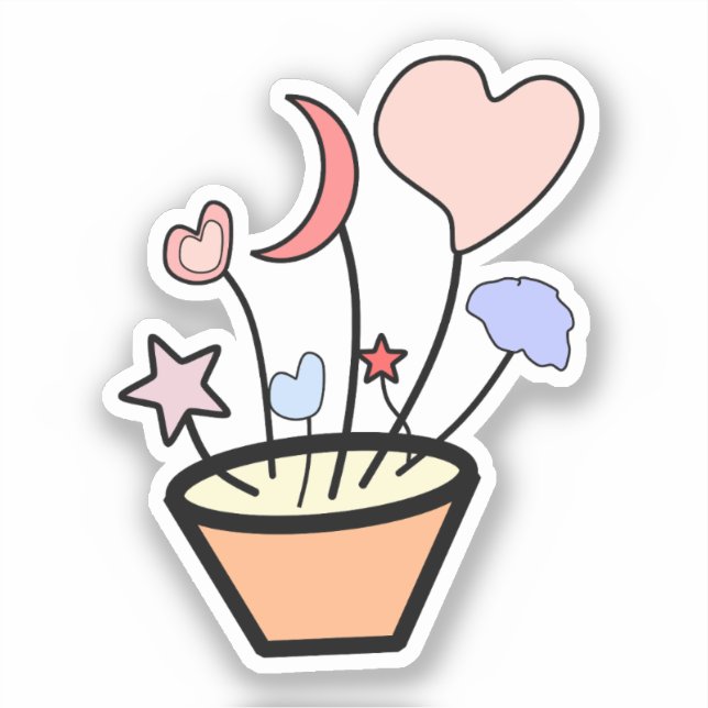 Pegatina de vinilo de la planta natural de pot (Anverso)