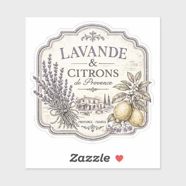 pegatina de vinilo de lavanda y limón (Hoja)