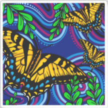 Pegatina de vinilo de mariposa amarilla