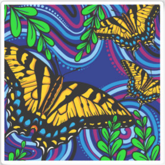 Pegatina de vinilo de mariposa amarilla
