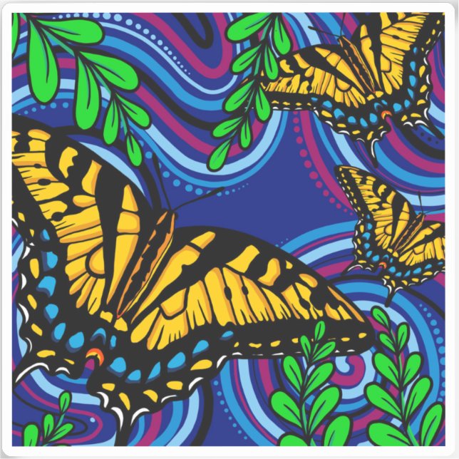 Pegatina de vinilo de mariposa amarilla (Anverso)