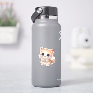 Pegatina de vinilo de taza de café de gatito acoge
