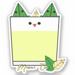 Pegatina de vinilo de té Meow Kawaii