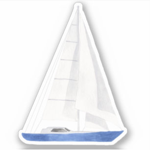 Pegatina de vinilo de yate azul de barco de vela