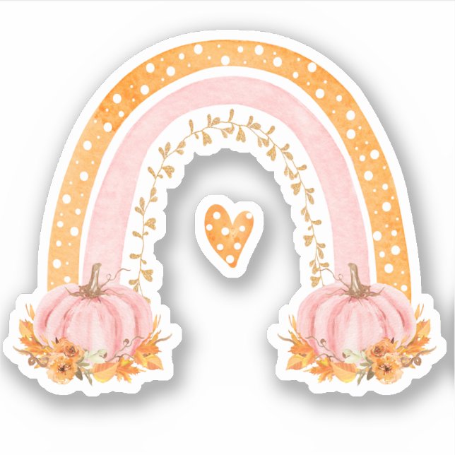 Pegatina de vinilo del arcoiris y calabazas de oto (Anverso)