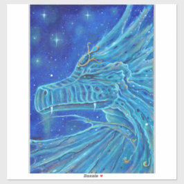 Pegatina de vinilo del dragón azul por Renee Lavoi