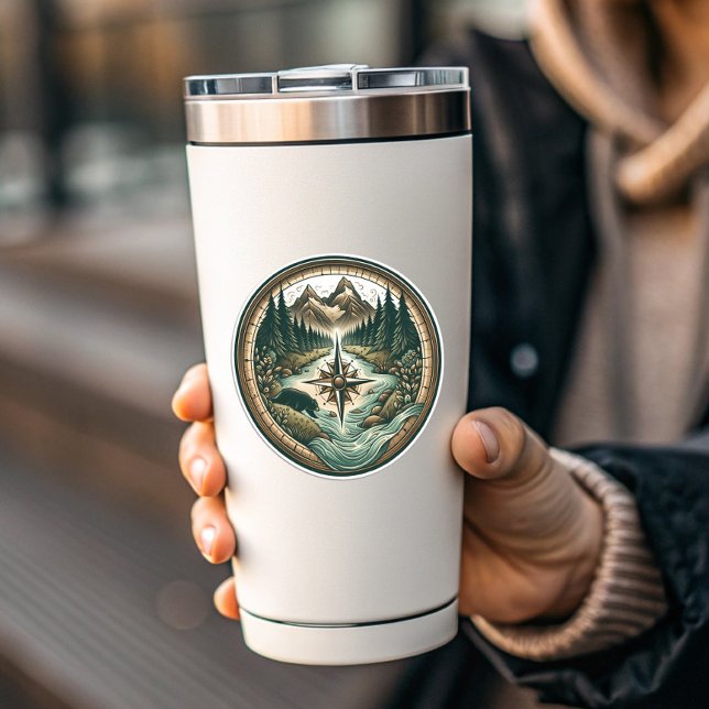 Pegatina de vinilo del lago Compass | Pegatina rec (Compass Lake Vinyl Sticker | Die-Cut Sticker by PiggyPrint Stickers)