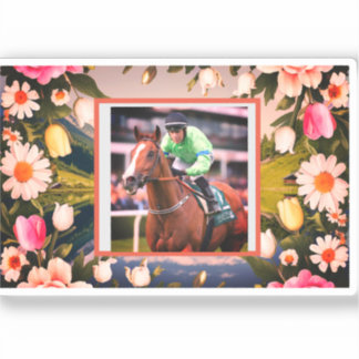Pegatina De Vinilo Del Rider De Flores Y Caballos