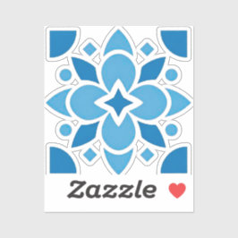 Pegatina de vinilo floral de azulejo azul portugué