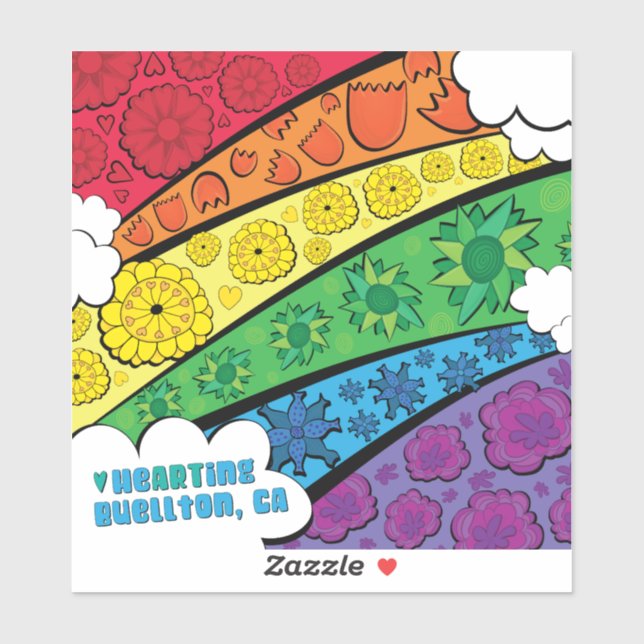 Pegatina de vinilo - Flores arcoiris - Buellton.Ar (Hoja)